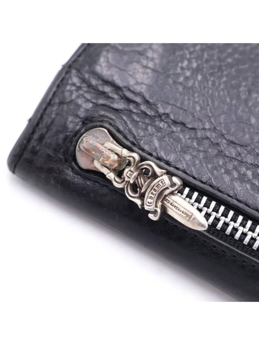 Chrome Hearts Greasy Cross Ball Button Leather Wallet Black